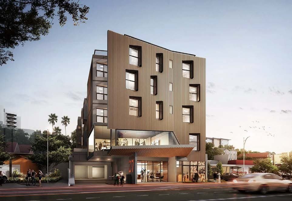 Render of the mixed-use building at 27 Flinders Street, Wollongong